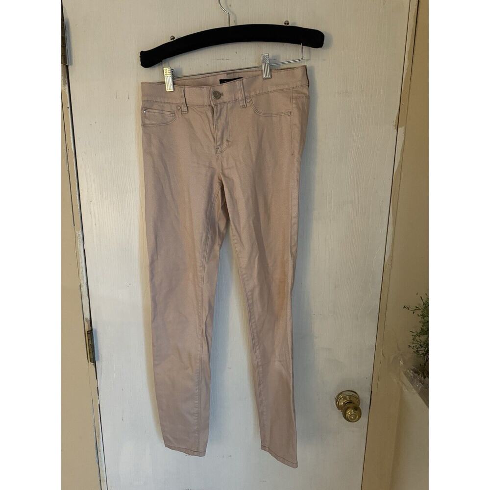 White House Black Market Skinny Ankle Jeans Womens 4 Light Pink Sparkle